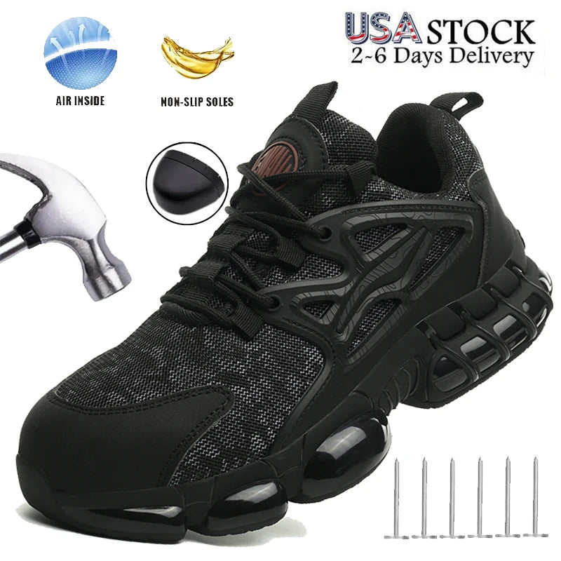 Protective Safety Shoes Men Anti-smash Anti-puncture Steel Toe Work Shoes Breathable Security Industrial Shoes Men Safety Boots