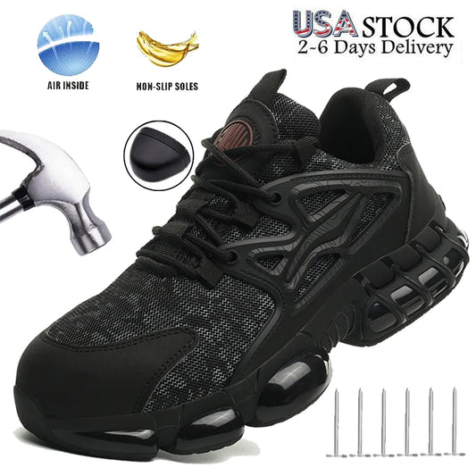 Protective Safety Shoes Men Anti-smash Anti-puncture Steel Toe Work Shoes Breathable Security Industrial Shoes Men Safety Boots