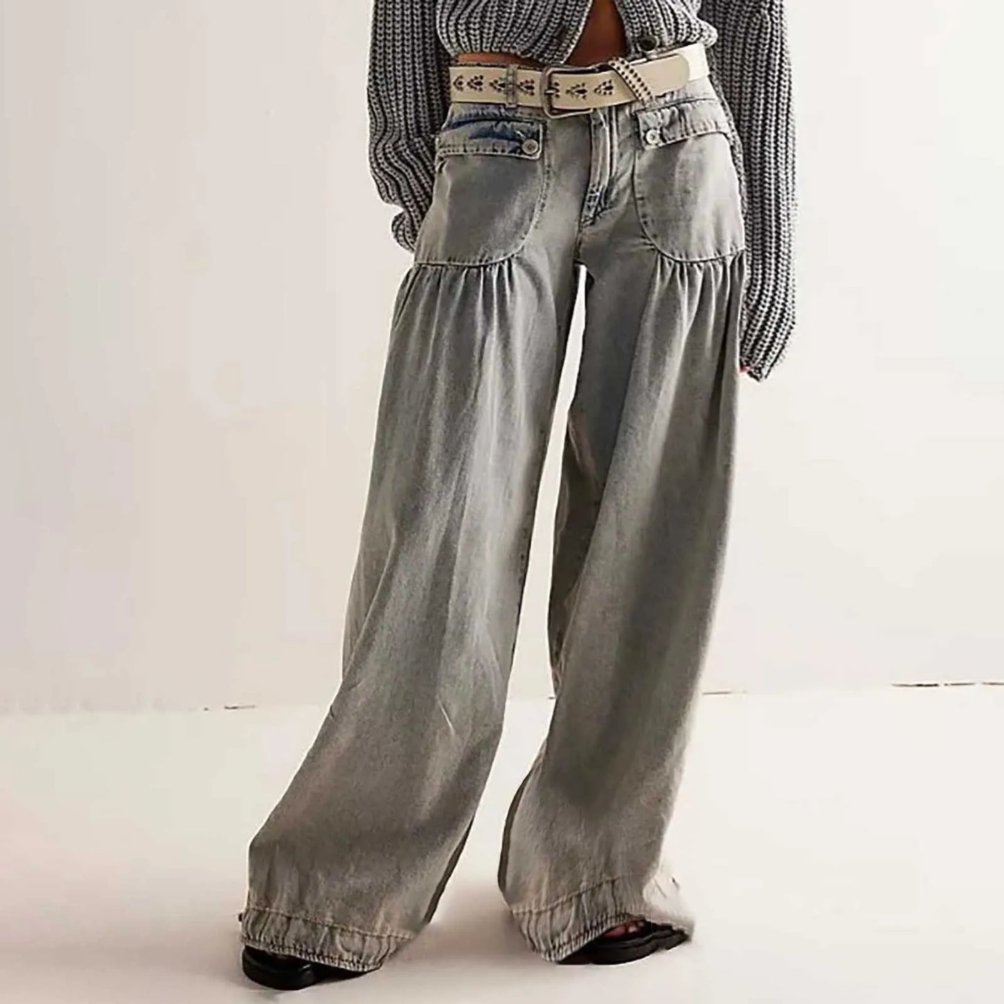 Low Waist Wide Legs Jeans Woman Streetwear American Vintage Denim Pants Female Casual Washed Straight
