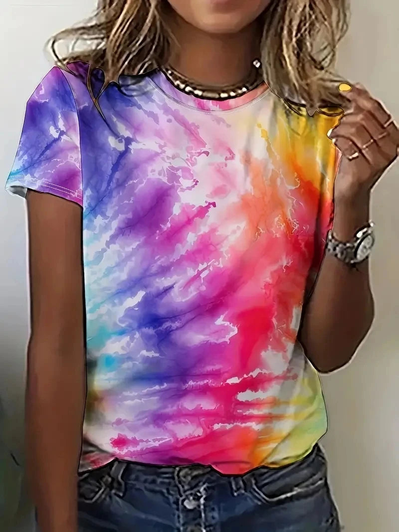 Print Tees Casual Street Tops Woman Clothing Short Sleeve Women's T-Shirt Chic