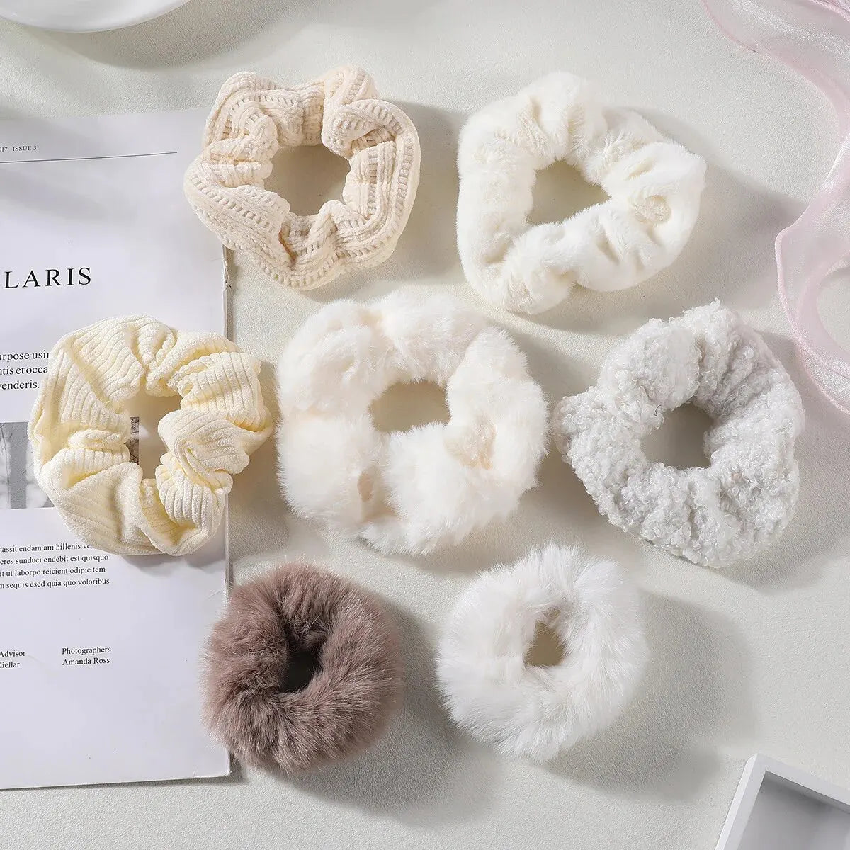 7 Pcs/Set Women Hair Scrunchies Set Plush Solid Hair Band Ponytail Holder Rubber Bands Hair Ties Hair Accessories