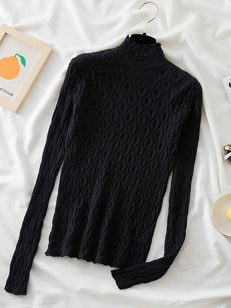 Cashmere Turtleneck Women Sweaters Autumn Winter Warm Pullover Slim Tops Knitted Sweater Jumper Soft Pull Female