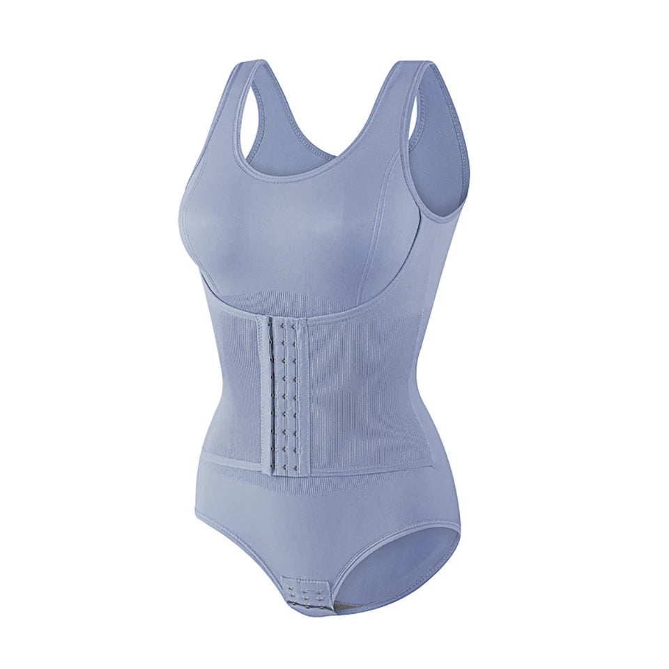Bodysuit Shapewear With Zipper Belt Women Tummy Control Body Shaper Waist Trainer Slimming Cincher Corset Tops