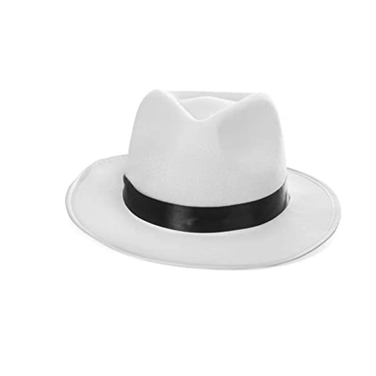 Vintage Style Wide Brim Fedora Hat with Ribbon Band
