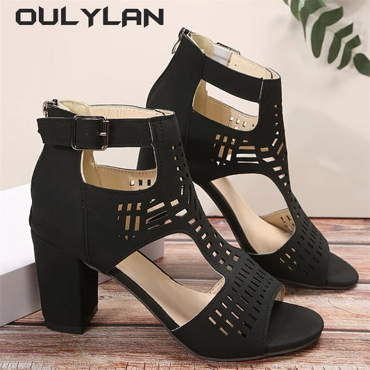 Chunky Heeled Sandals Peep Toe Sandal