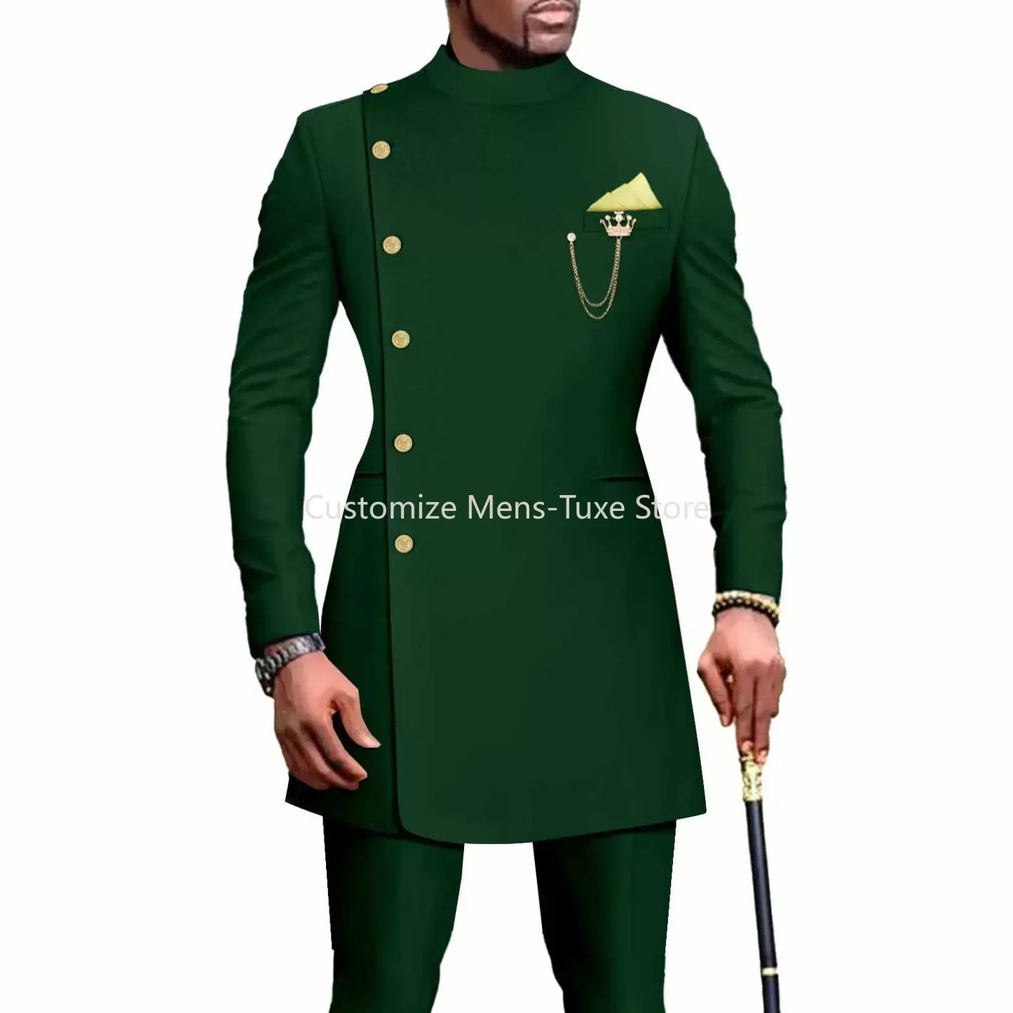 Men's Suits Blazers African Style Clothes for Men Suit 2 Piece Jacket Pants Traditional Wedding Slim Fit Solid Color Festival Party