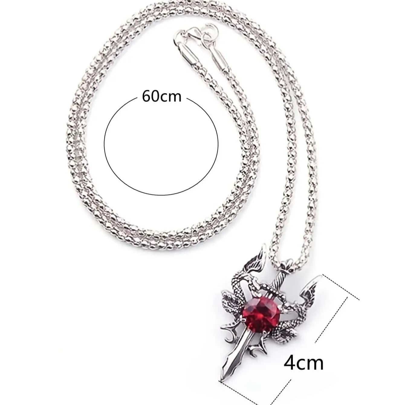 Gothic Dragon Water Diamond Long Necklace Men's Dominant Retro Dragon Necklace