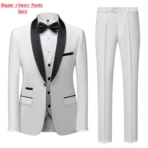 Men's Casual Business Have Smoking Suit High End Brand Boutique Fashion Blazer Vest Pants Groom Wedding Dress Party Suit