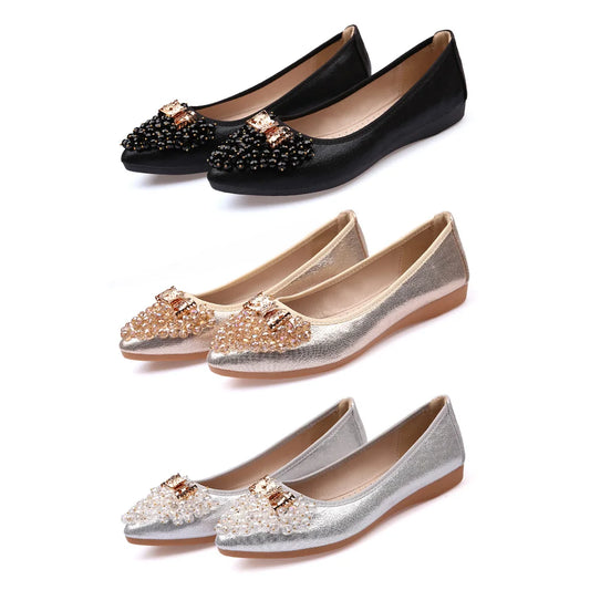 Ballet Flats Anti-Slip Bling Pointed Shoes Rhinestone Comfort Walking Flat Shoes