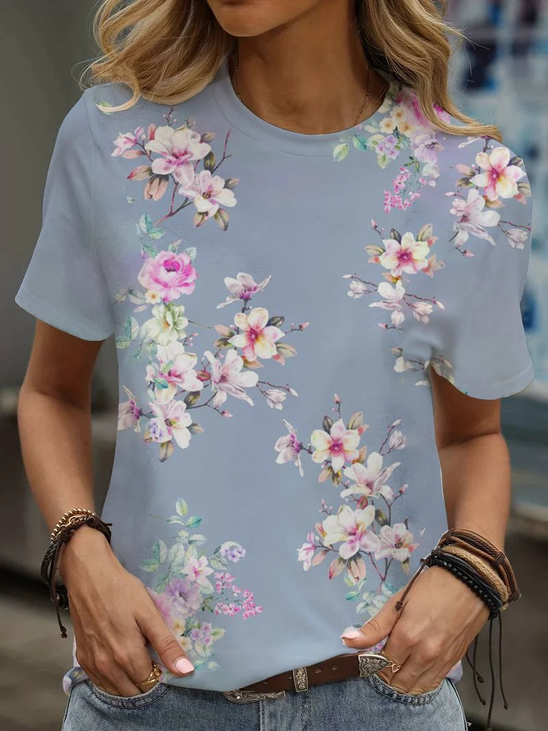 Print Tees Casual Street Tops Woman Clothing Short Sleeve Women's T-Shirt Chic