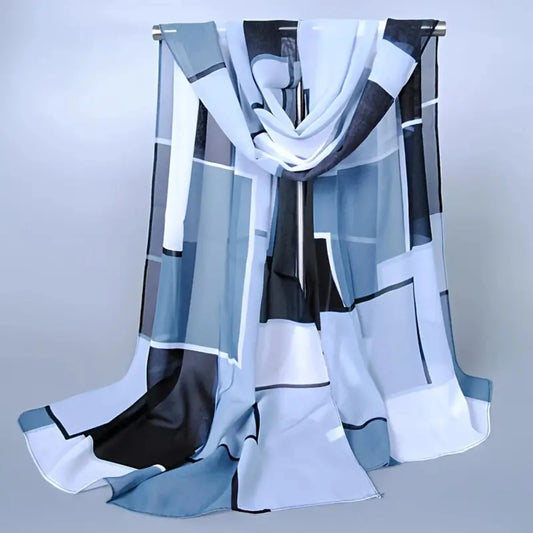 Elegant Geometric Square Thin Chiffon Scarf Fashion Shawl - Versatile and Stylish Accessory
