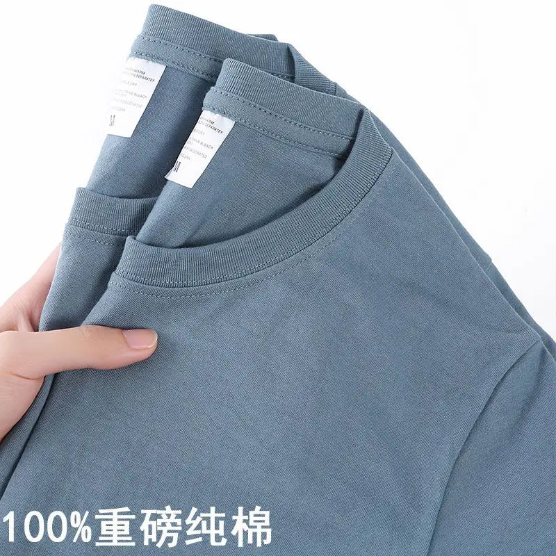 100% Cotton T-shirt Men Women Solid Color O Neck Short-sleeved Tops Summer Loose Half-sleeve T Shirt Unisex M-4XL