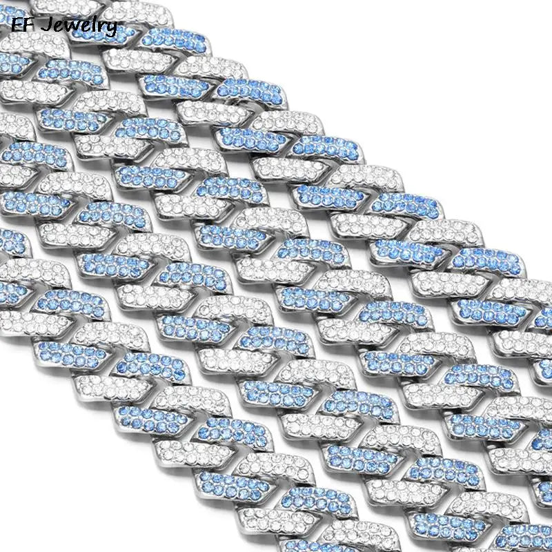 14mm Crystal Miami Iced Out Cuban Link Chain Bracelet For Men&Women Full Rhinestones Charms Jewelry Chain