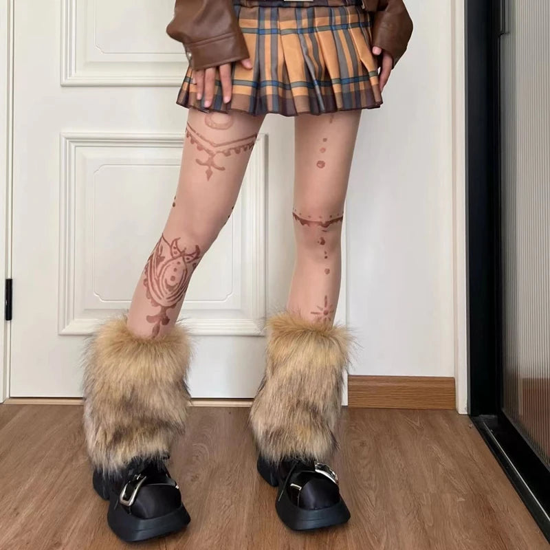 Faux Fur Boot Toppers Winter Leg Warmers Fluffy Furry Boot Cuffs Cover  Accessories Warm Leggings