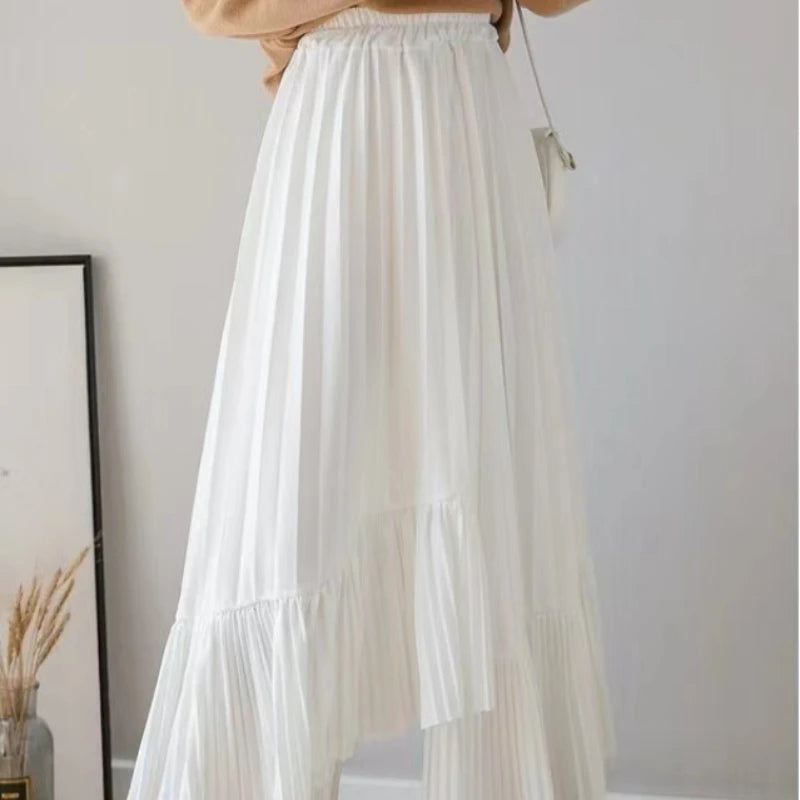 Long Skirt High Waist Pleated Patchwork Mermaid