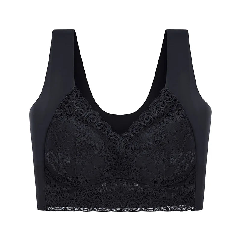 Women's Lace Bra Trackless Sports Thin Bra Breathable Soft And Comfortable Casual No Underwire V-Neck Bra
