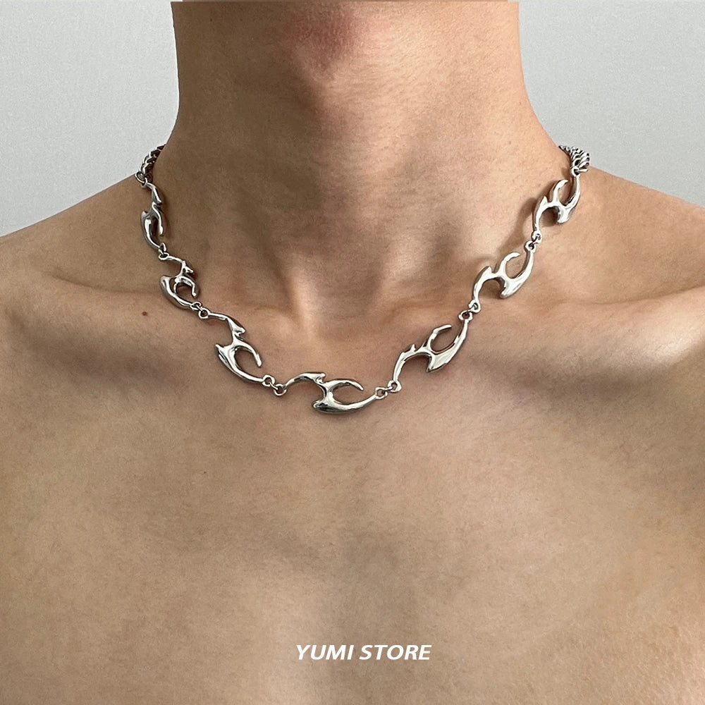 Trend Irregular Titanium Steel Necklace For Man Luxury Collar Chain Unisex Jewelry Street Hip Hop Accessories