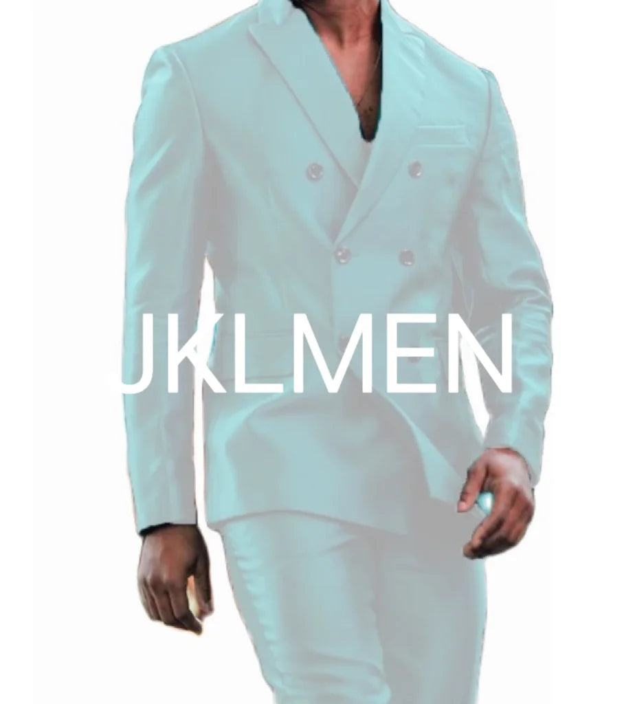 Latest Design Shiny  Jacket Pants Double Breasted Peak Lapel Men Suits Tuxedo Groom Wedding Prom Party