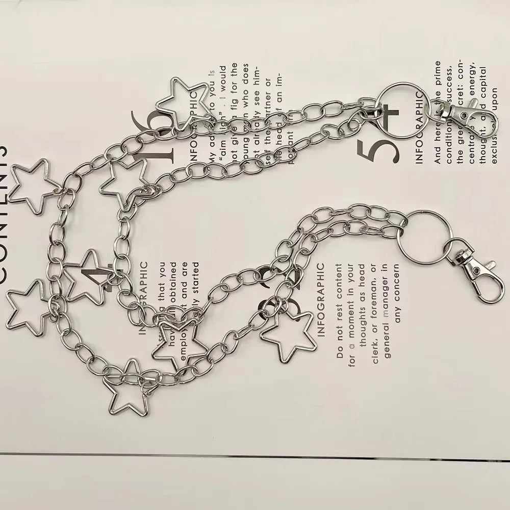 Star Double Layer Waist Chain  Decorative Pant Chain Jeans Trouser Chains Hip Hop Rock Chain Punk Retro Belt Chain