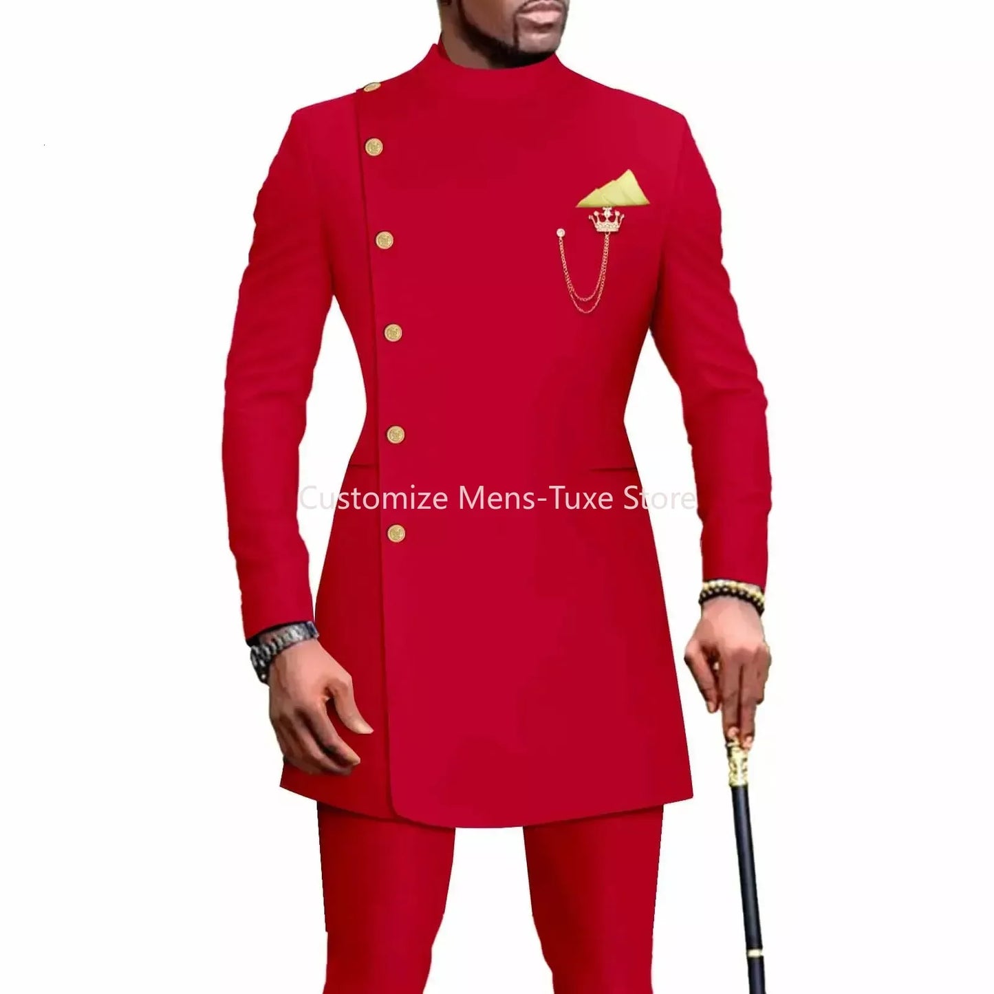 Men's Suits Blazers African Style Clothes for Men Suit 2 Piece Jacket Pants Traditional Wedding Slim Fit Solid Color Festival Party