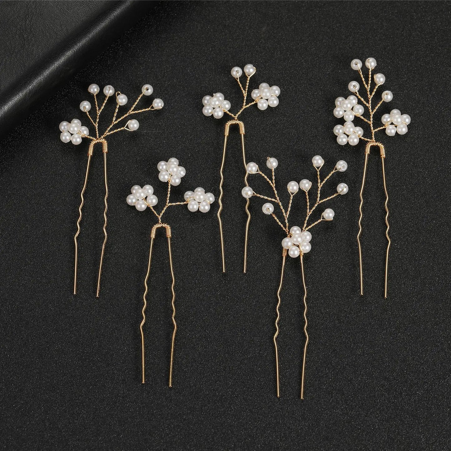 Pearl Flower Hair Comb  Wedding Hairpin Alloy Leaf  Shaped Hair Clips Floral Headpiece Bridal Hair Jewelry Accessories