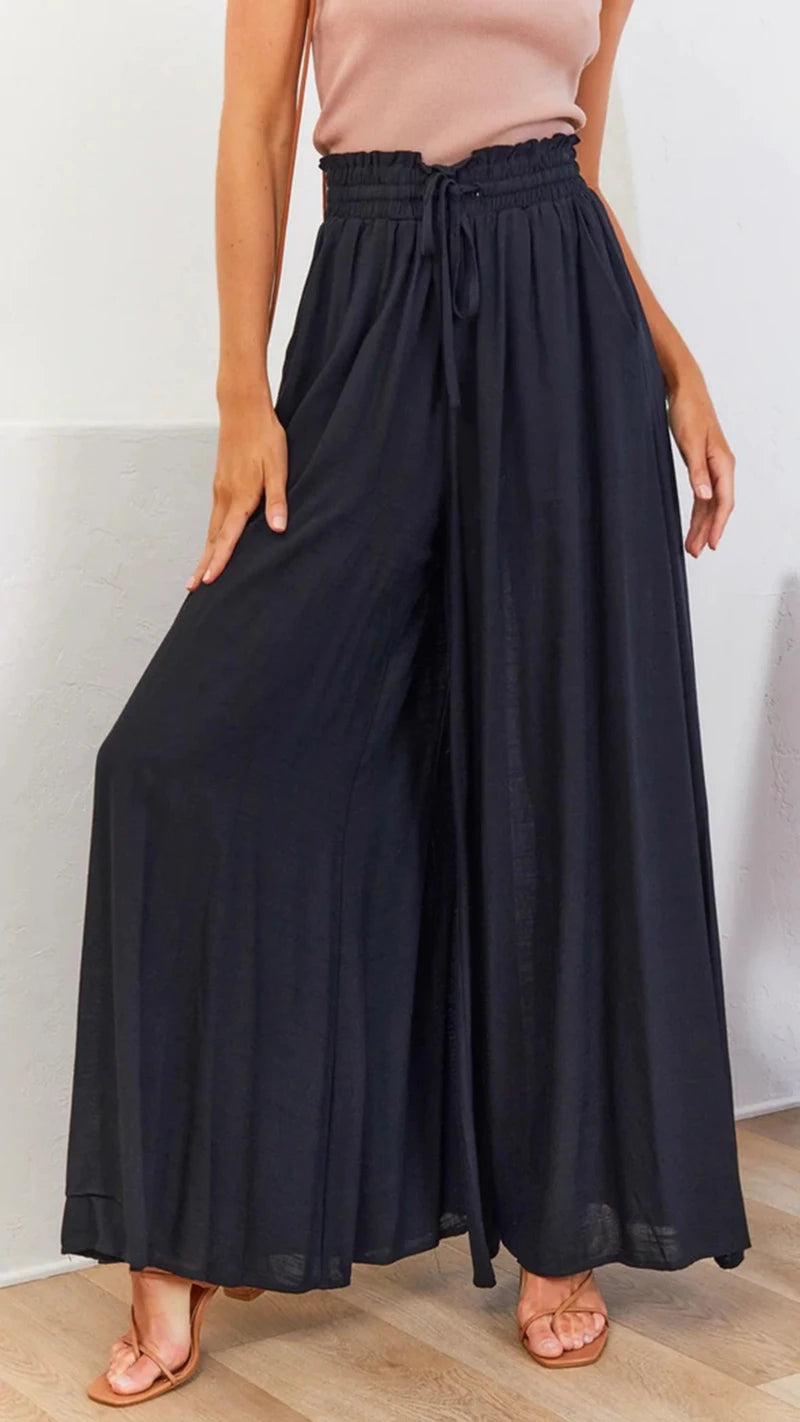 Summer Women's Wide  Leg Pants With Elastic Waistband Palazzo style pants