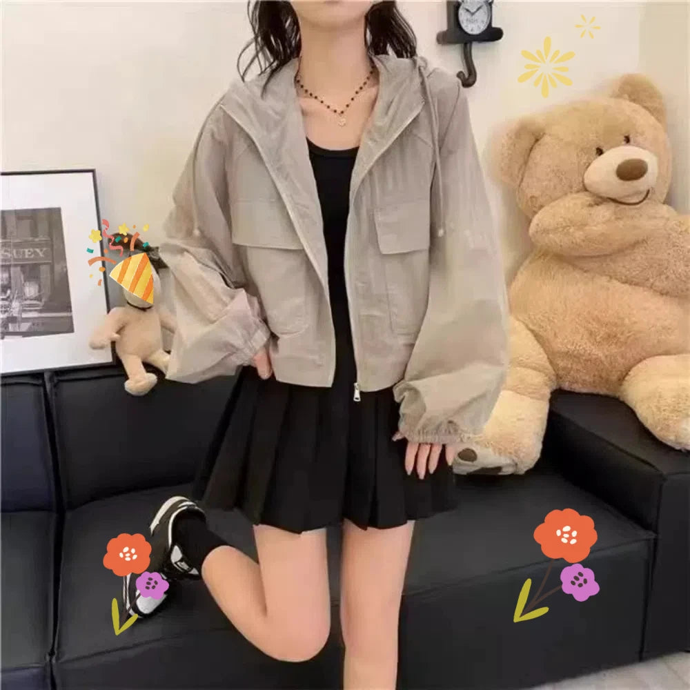 Simplicity Thin Sunscreen Clothing Anti UV Loose Summer Long Sleeved Jacket Waterproof Quick Dry Women's Outdoor Sports
