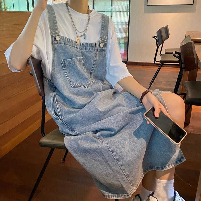 Denim Overall Dress Women Sleeveless Jeans Dresses Fashion Female Solid Slip Casual Loose  Strap Dresses