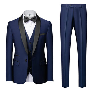 Men's Casual Business Have Smoking Suit High End Brand Boutique Fashion Blazer Vest Pants Groom Wedding Dress Party Suit