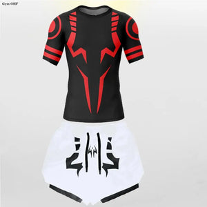 Jujutsu Kaisen Anime Compression T Shirt Suits Men's 2 In 1 Shorts Sport Running Jogging Gym Tracksuit Men Clothing Rashgard MMA