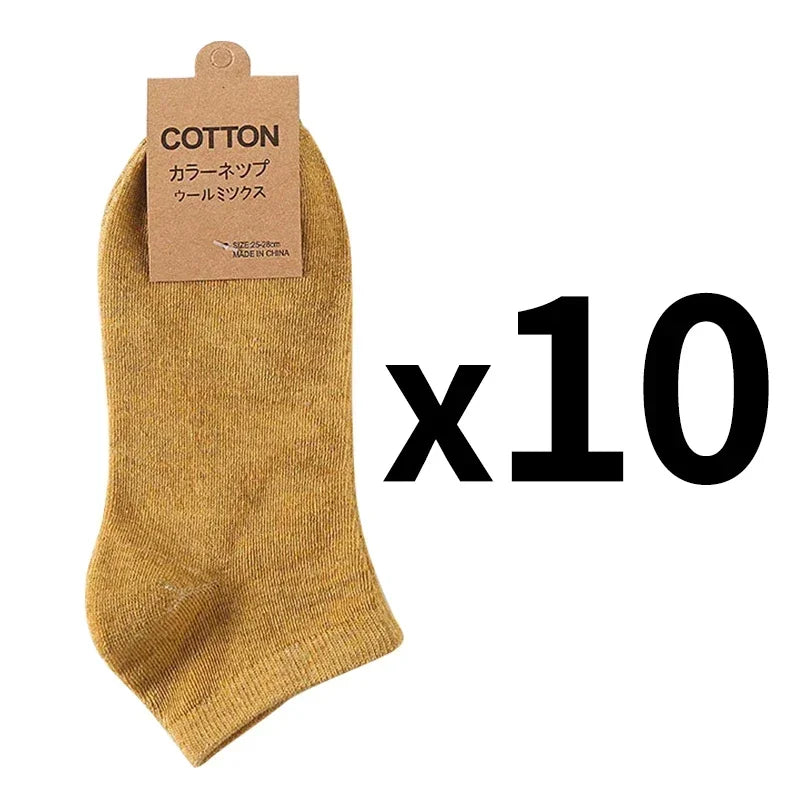 10 Pairs/Lot Men's Breathable Cotton Socks Hot Selling Low Tube Solid Color Comfortable Simple Fashion Gifts Male Ankle Sock