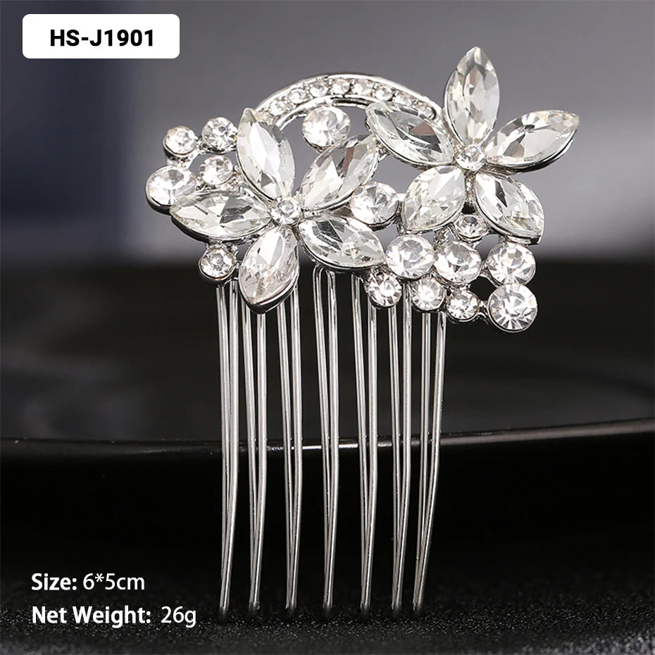 Silver Color Wedding Hair Combs Hairpins Crystal Rhinestone Bride Hair Accessories Women Bridal Hair Jewelry