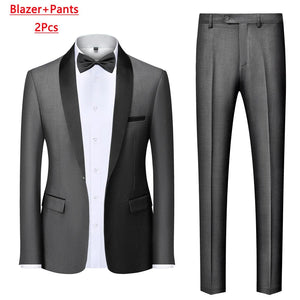 Men's Casual Business Have Smoking Suit High End Brand Boutique Fashion Blazer Vest Pants Groom Wedding Dress Party Suit