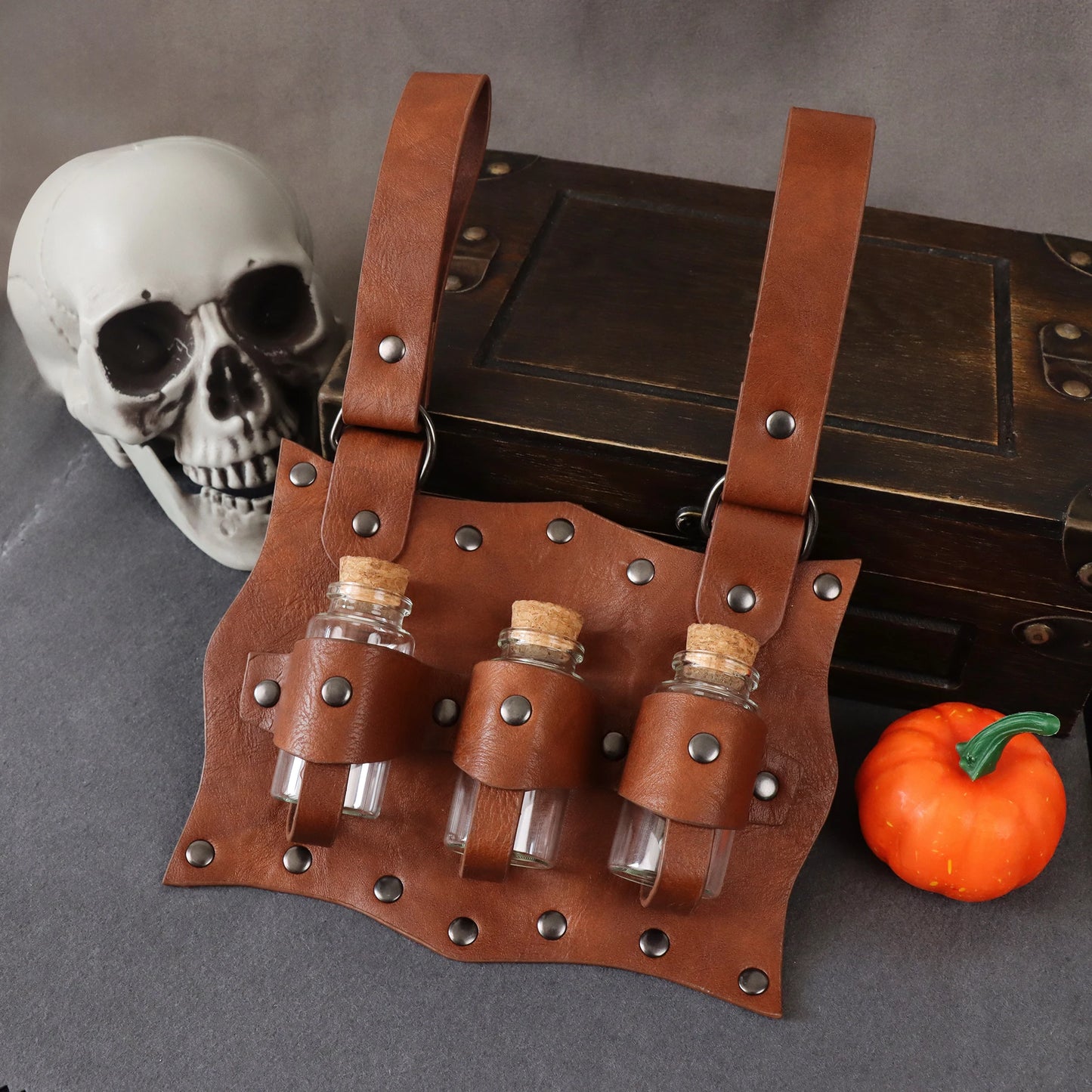 Medieval Alchemy Vial PU Holder Belt Hanging Potion Magic  Medieval Belt Vial Pouch Alchemy Healer Kit Bags