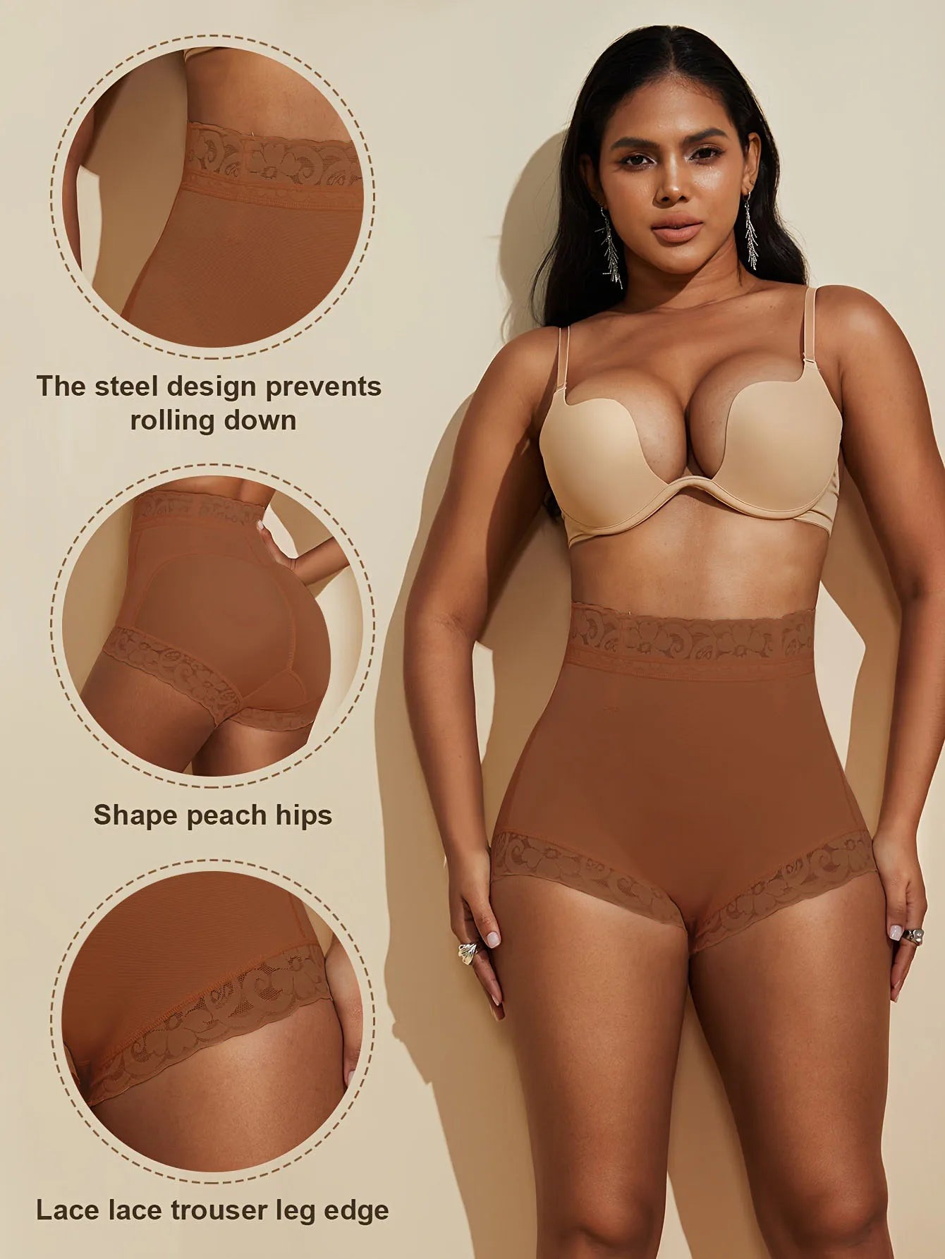 Lace Trim Sculpting Panties, Comfy & Breathable Butt Lifting Panties