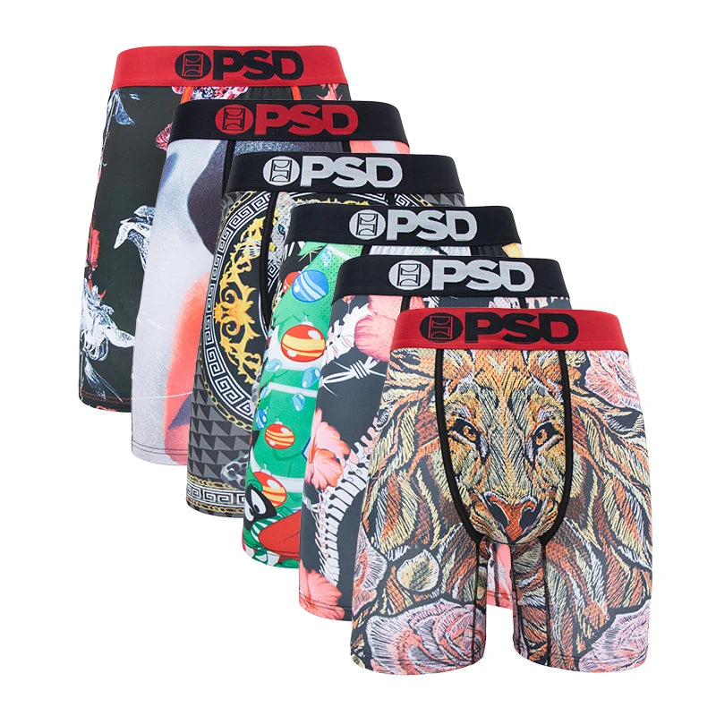 6Pcs Fashion Print Men Underwear Boxer Male Men Underpants Boxershorts Sexy