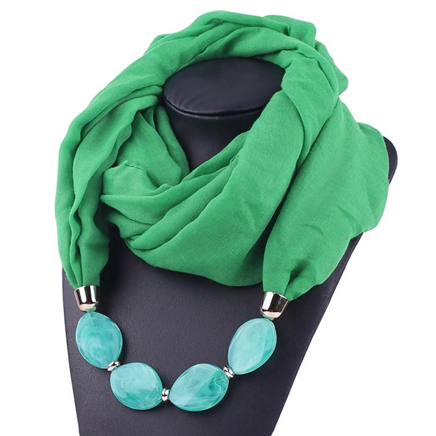 Elegant Women Necklace Scarf with Ethnic Style Pendant Soft Cotton Linen Design for Versatile Fashion Accessory