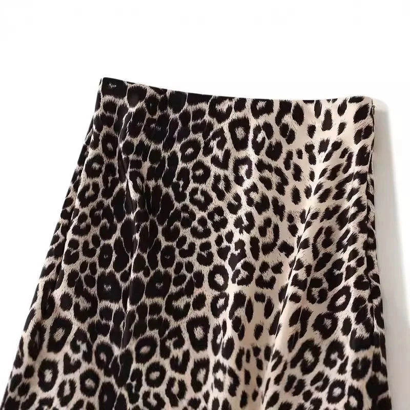 Leopard Print Long  High Waist  Mermaid Maxi Skirt