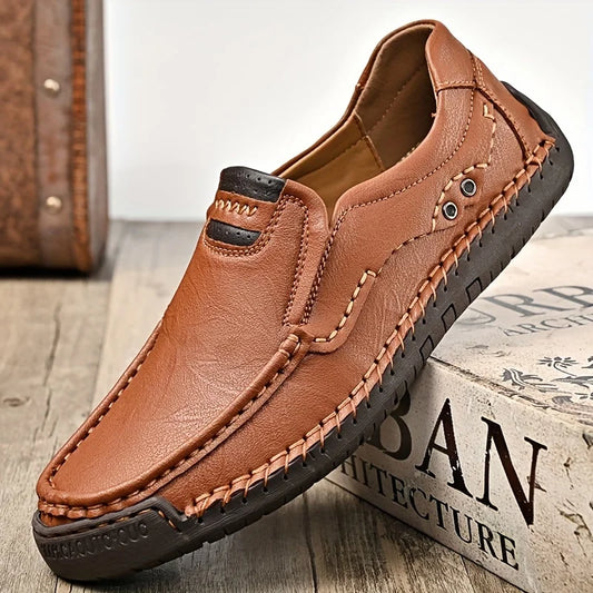 Men's Solid Color Loafers, Soft Bottom And Surface, Casual Breathable Versatile Dad Shoes, Slip-On Big Size Loafers For Men