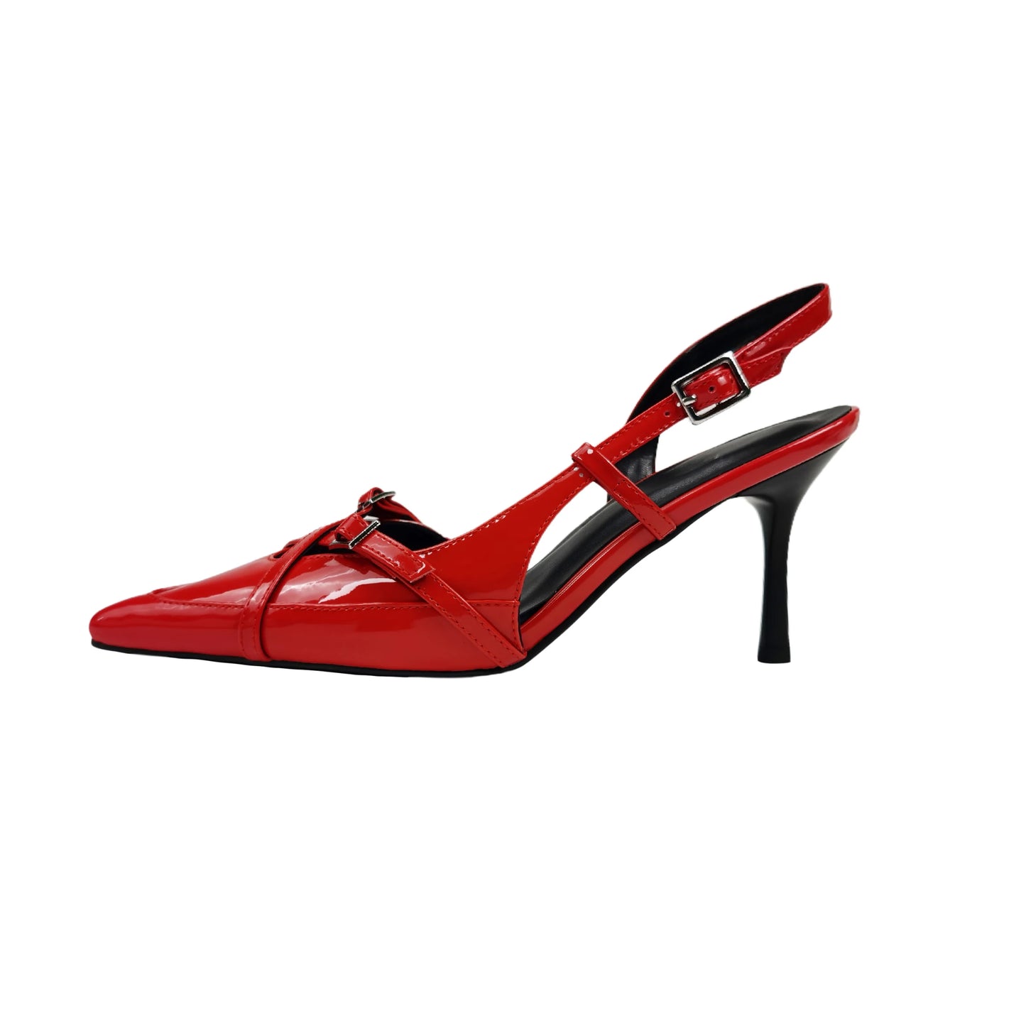 Sexy Women's High Heels Pumps Shoes Sandals Slingbacks Patent leather Pointed Toe Party Wedding Shoe Office Black