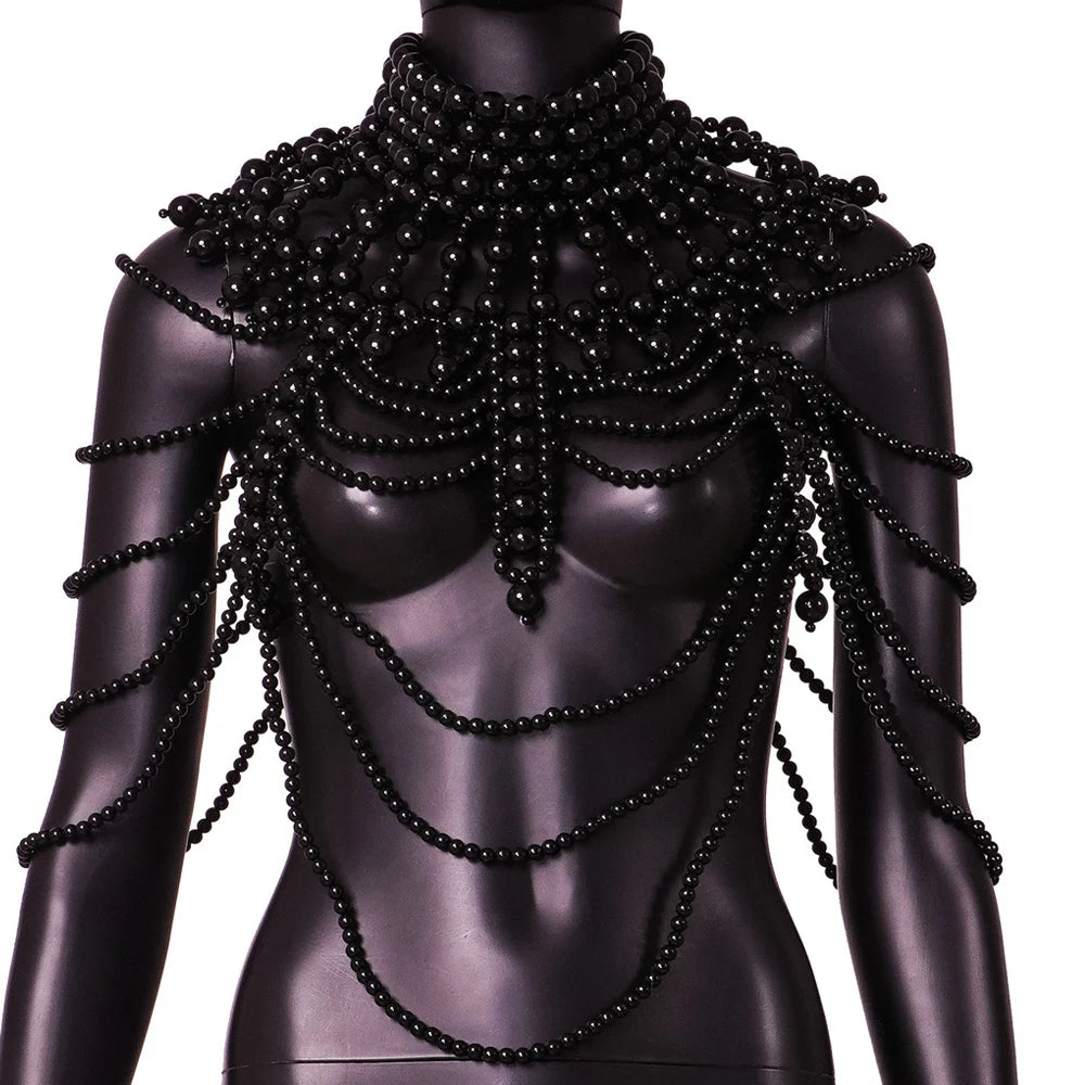 Imitation Pearl Shoulder Bra Chain Lingerie  Chest Body Chain  Jewelry