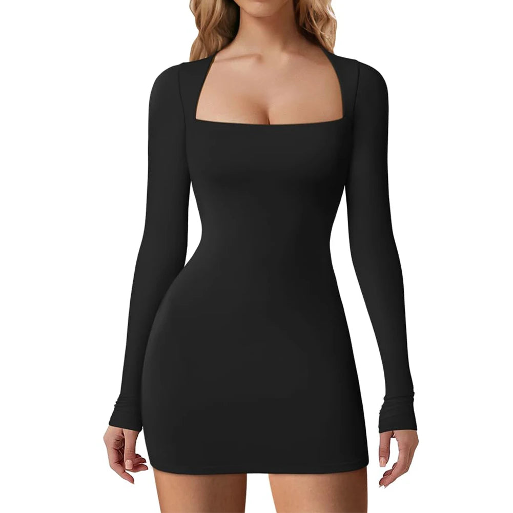 Mini  Dress Long Sleeve Buttocks Wrapped Dress