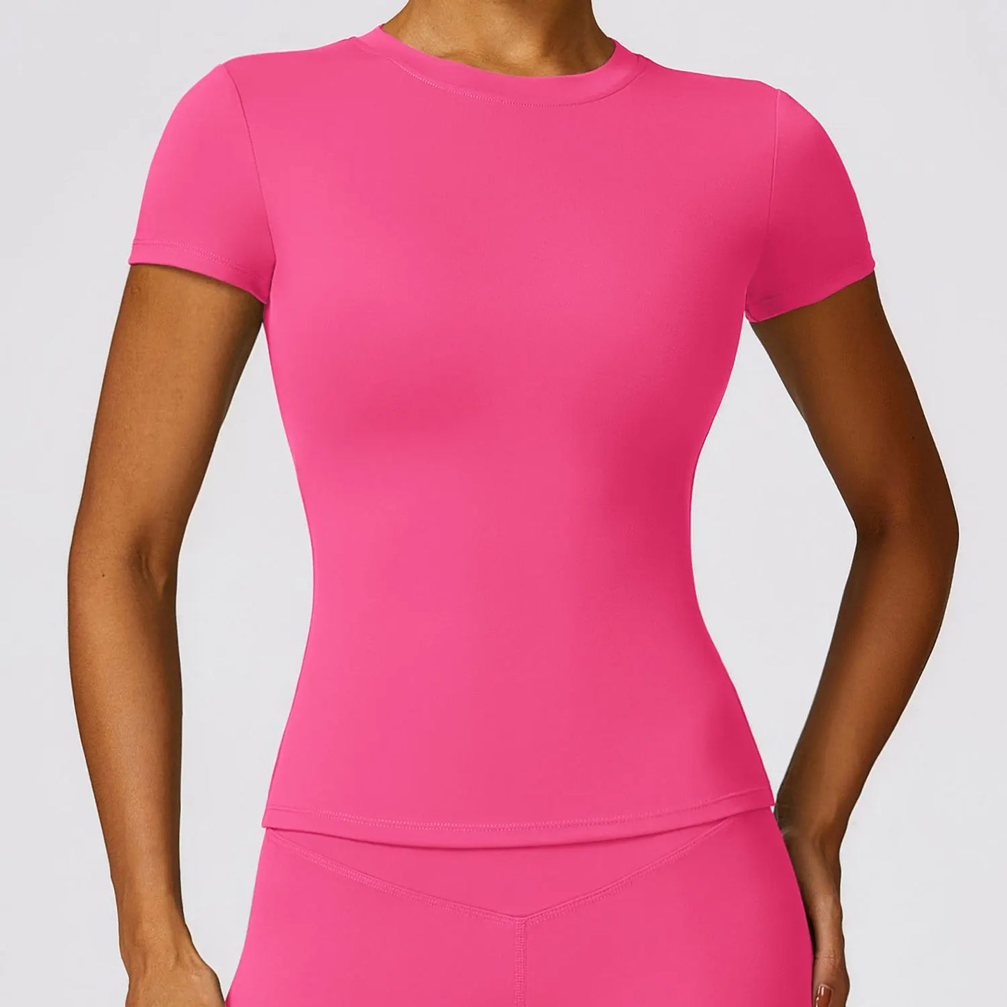 Women's Sports T Shirt Summer Short Sleeve Running Round Neck Breathable Stretchy GYM Yoga Slim Fitness Active Top Tee