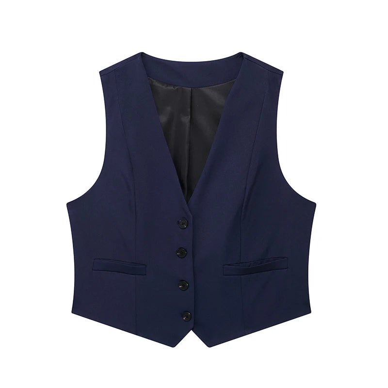 Women's Fashion Solid Single Breasted Waistcoats Vest Vintage Sleeveless Jackets Female Chic Lady Tank Tops