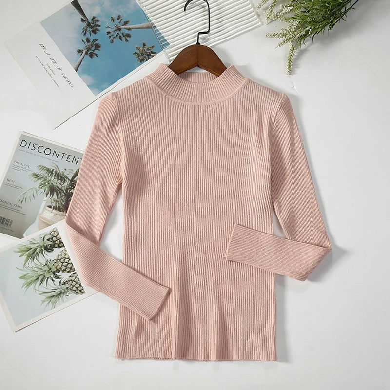 Women's Turtleneck Sweater Knitted Soft Pullovers cashmere Jumpers Basic Solid Soft Sweaters Women Autumn Winter Casual Top