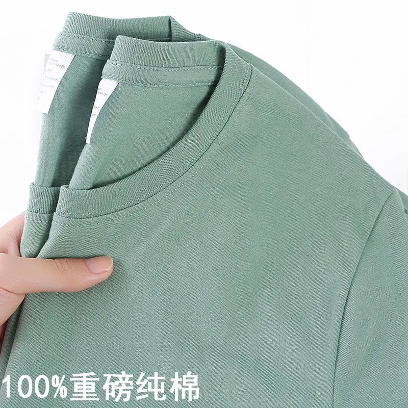 100% Cotton T-shirt Men Women Solid Color O Neck Short-sleeved Tops Summer Loose Half-sleeve T Shirt Unisex M-4XL