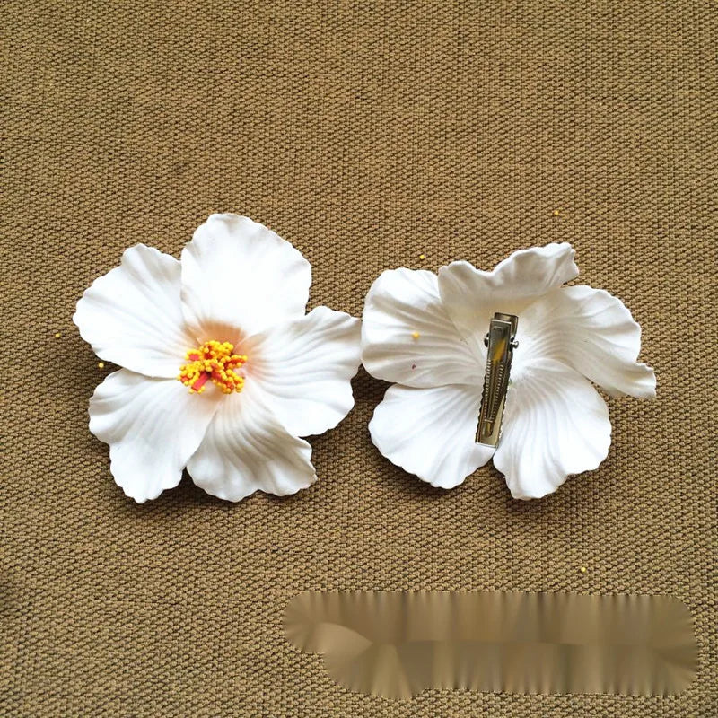 Bohemian Style Hibiscus Flower Sweet Seaside Beach Resort Style Egg Flower Hair Clip For Women