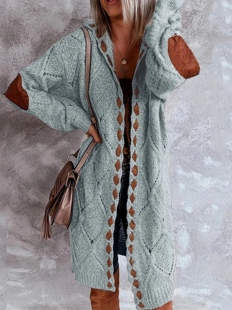 Plus Size Fall and Winter Women's Hooded Cardigan Casual Knitted Cardigan Temperament Elegant Loose Sweater