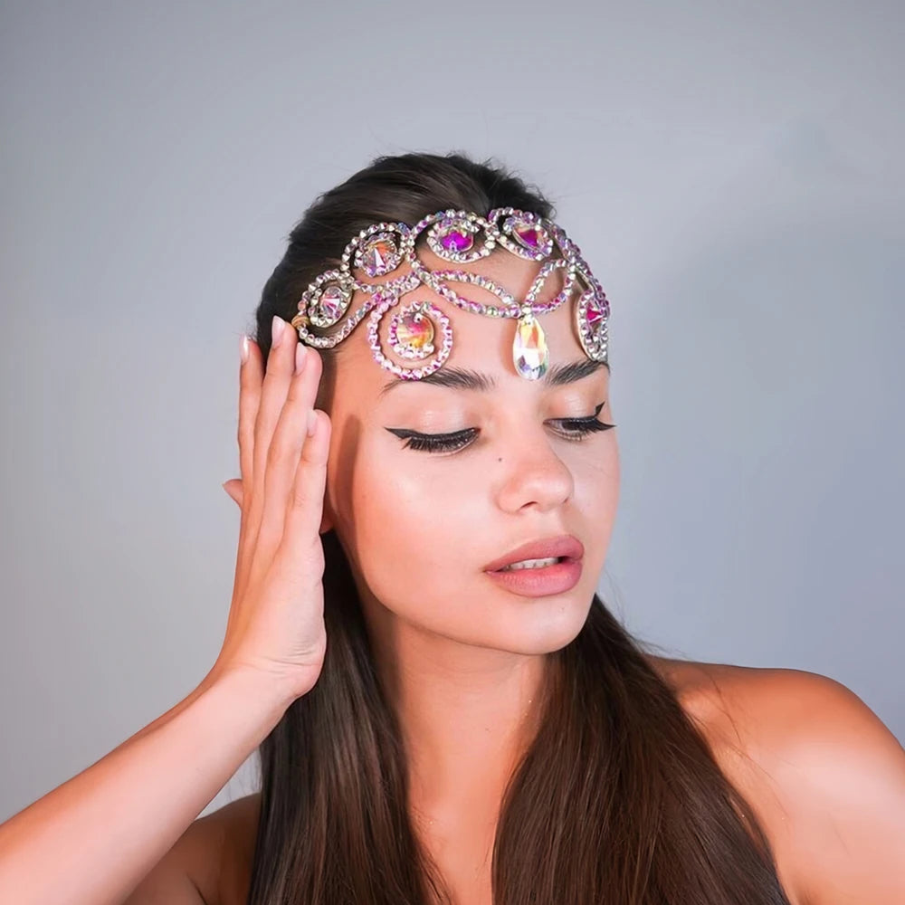 Forehead Chain  Head Decoration Colourful Geometric Rhinestone Headpiece