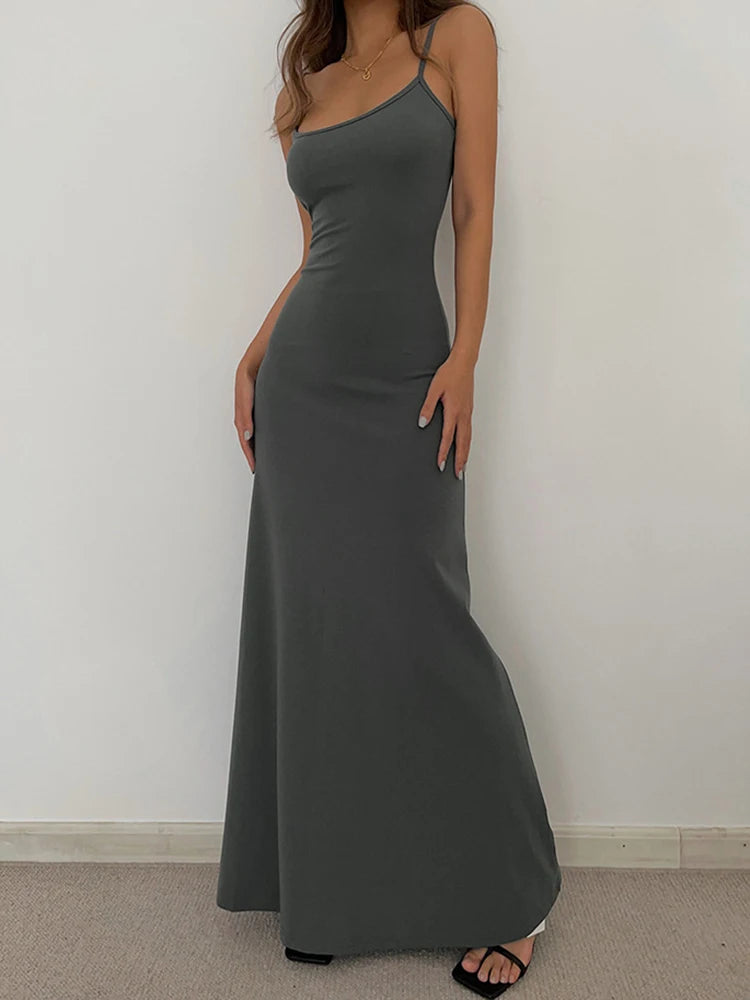 Summer Women's Fashion Simple  Suspender Long Backless Slim Waisted Sexy Sweet And Spicy Casual Dresses